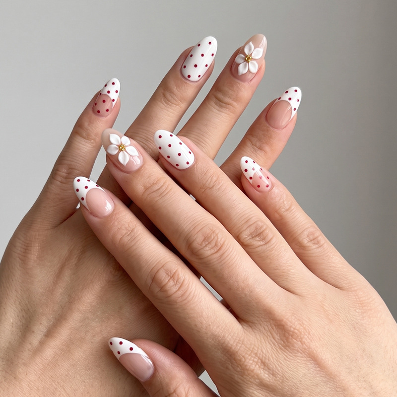 Nail Art Red - Bestseller Press-On Nägel für Nagelkunst: Frühlings-Cremeweiße