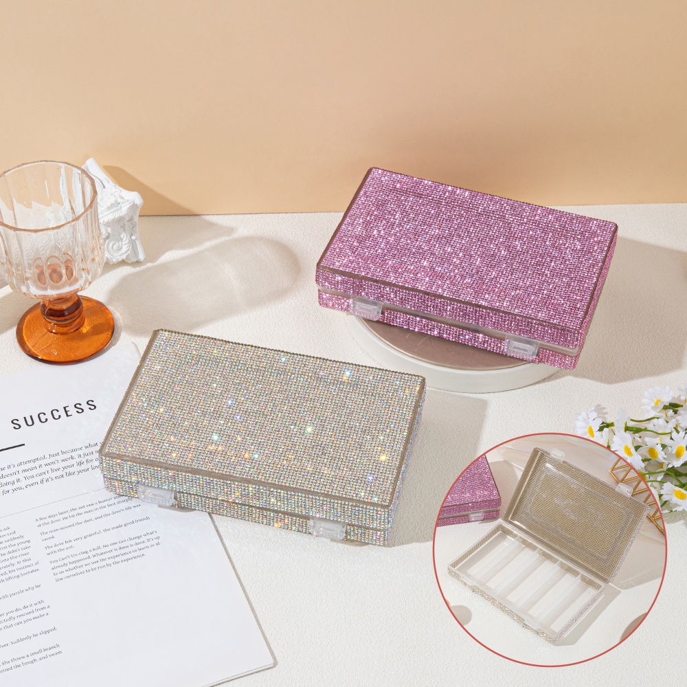 Nail Art Ombre - Luxuriöse Glänzende Strass-Aufbewahrungsbox Doppelnutzung für Nagellack