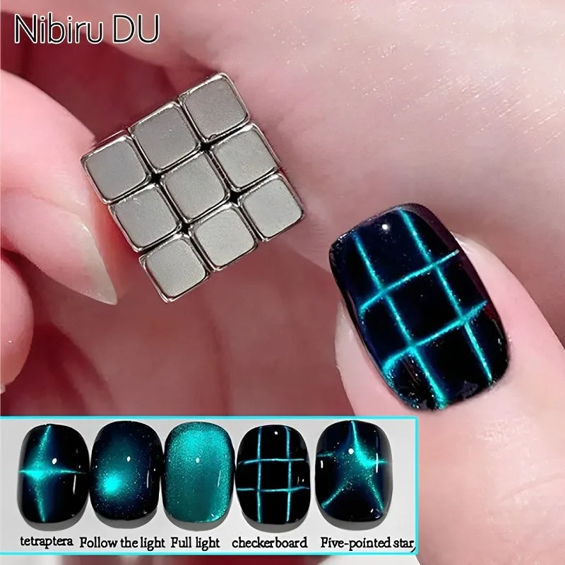Striping Tape Nail - 27 Stück Katzenaugen-Magnetwürfel für Nägel, starker