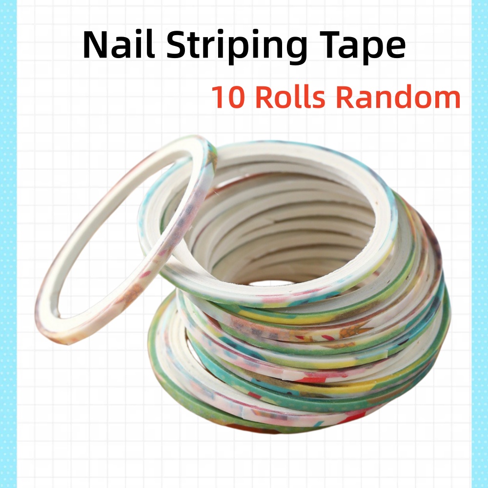 Striping Tape Nail - 10 Rollen Nagelstreifen-Klebeband-Set – Gitterlinien-Nagelkunst-Abdeckband, leicht