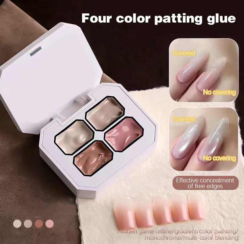 Nail Art Ombre - Vier-in-Eins-Patting-Gel, beliebtes Nude-Farb-Patting-Gel mit 4 Farben,