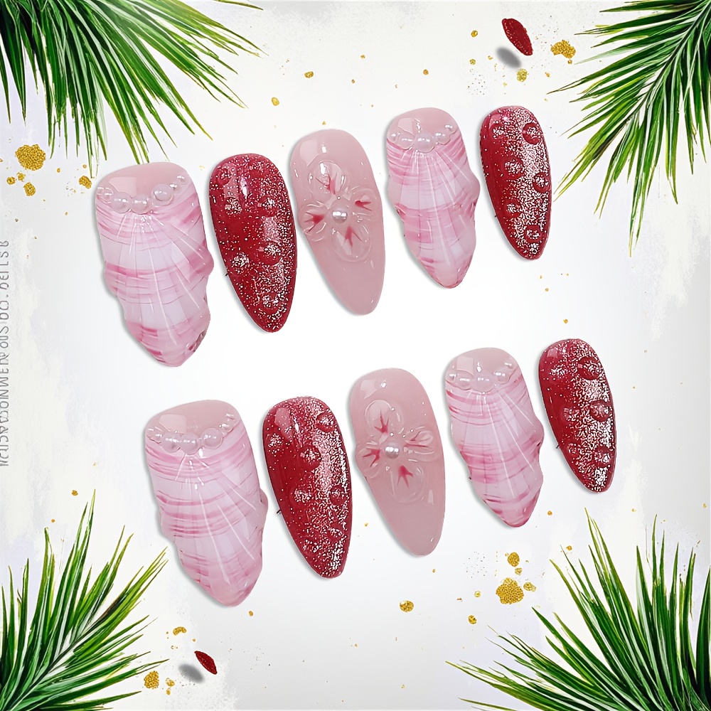 10 Stück Mittellange Mandel-Ha – Nail Art Red Bewertung und Preis