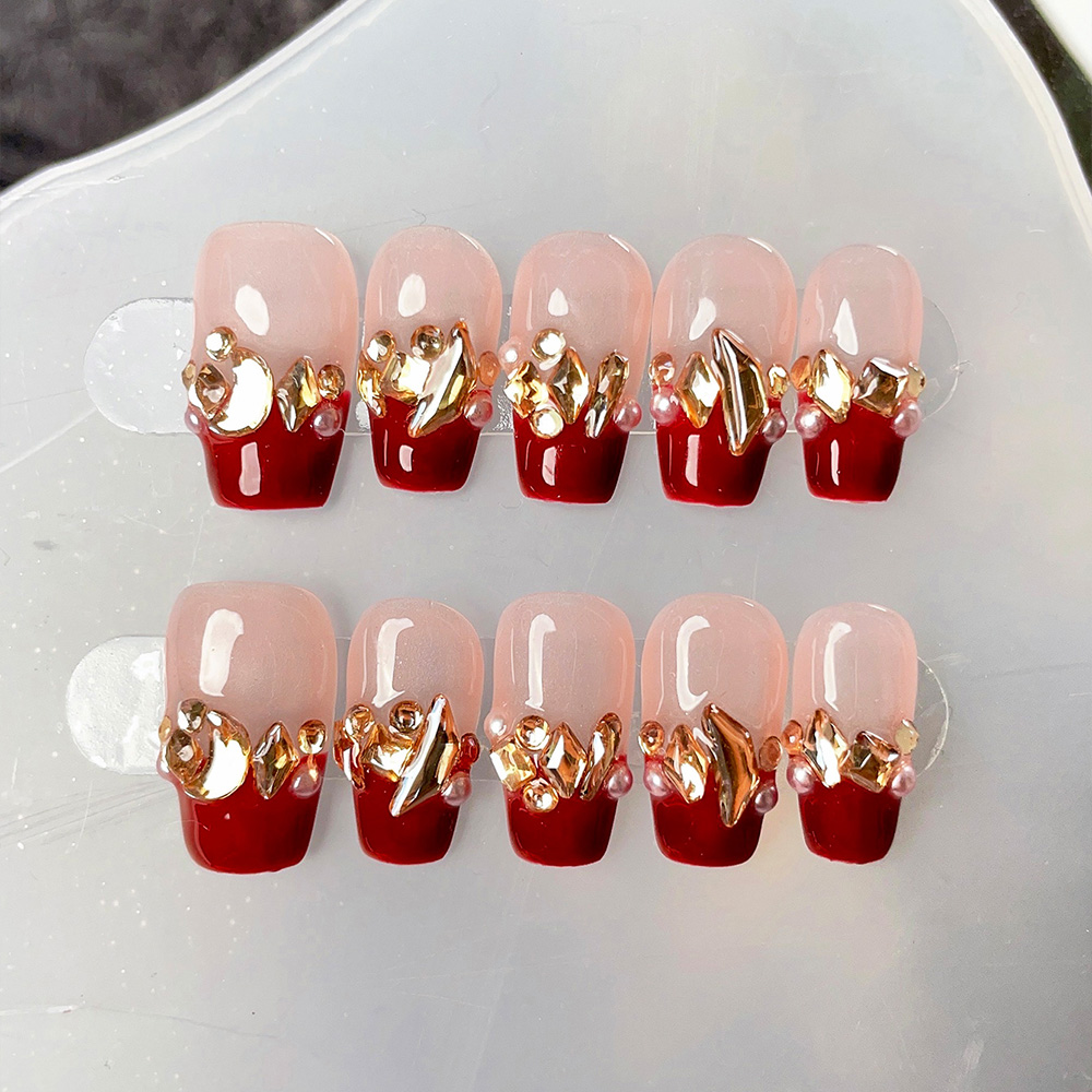 10 Stück kurze, trapezförmige, – Nail Art Red Bewertung und Preis