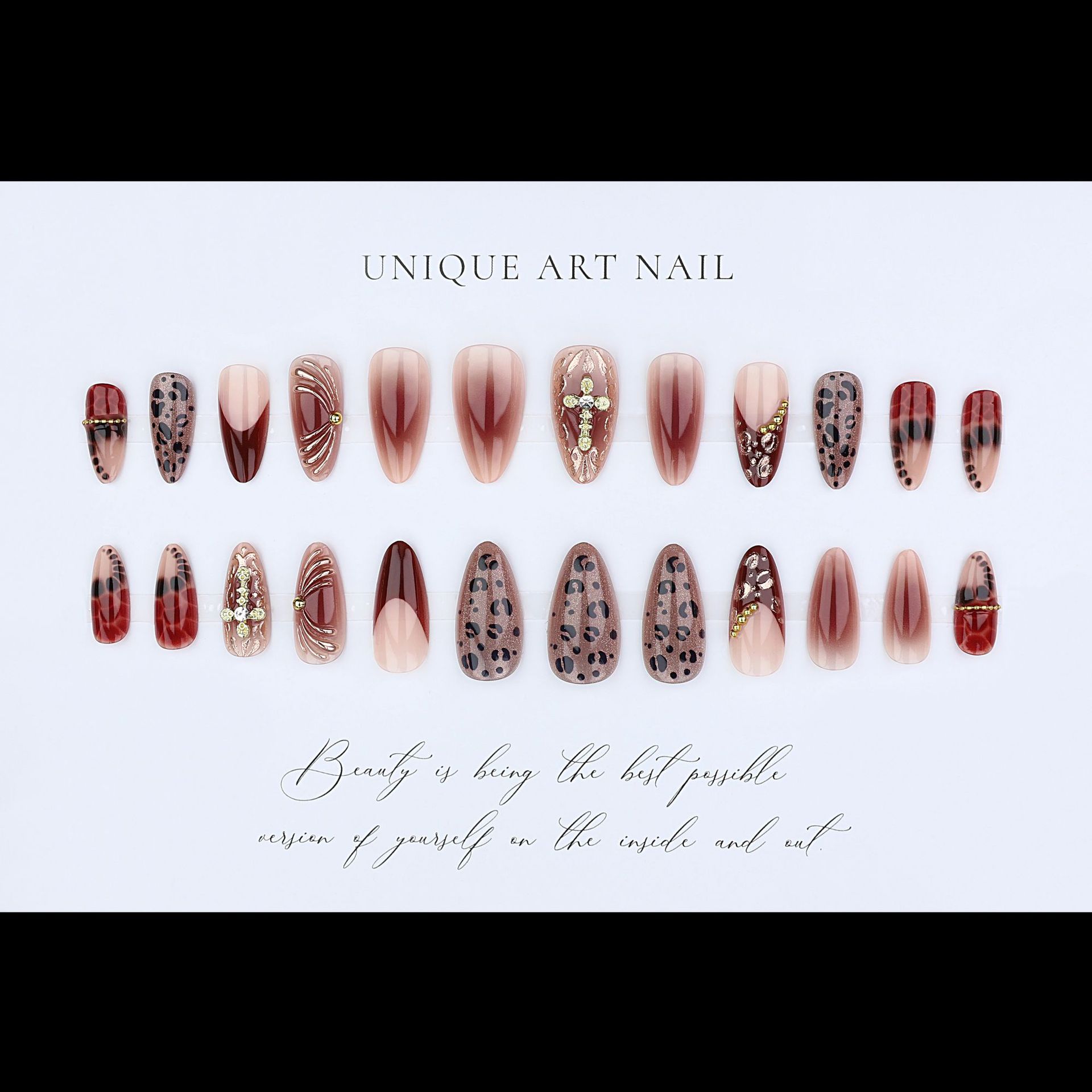 Gradient-Weinrotbraune künstli – Nail Art Red Bewertung und Preis