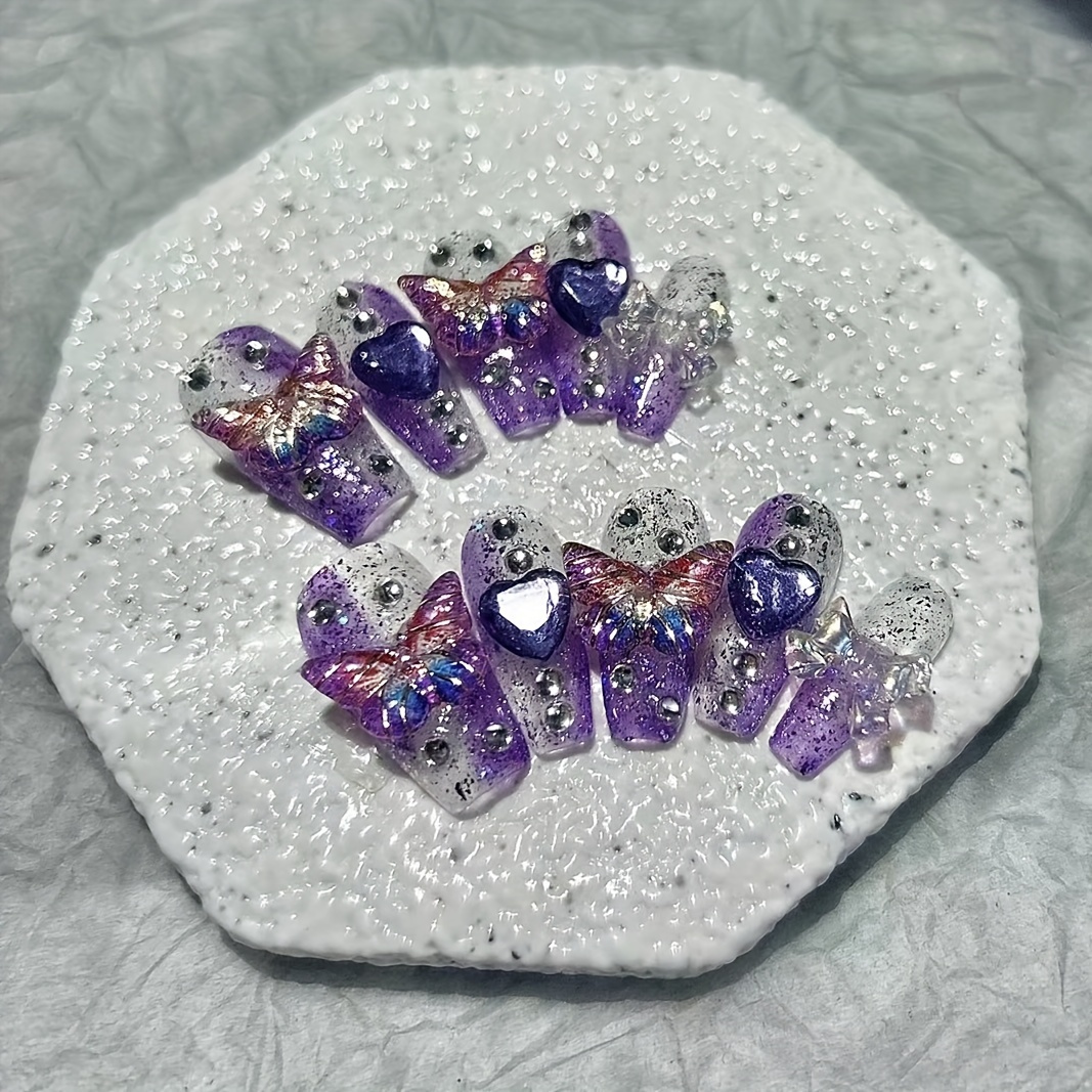 10-teilige lila Fantasy-Schmet – Nail Art Red Bewertung und Preis