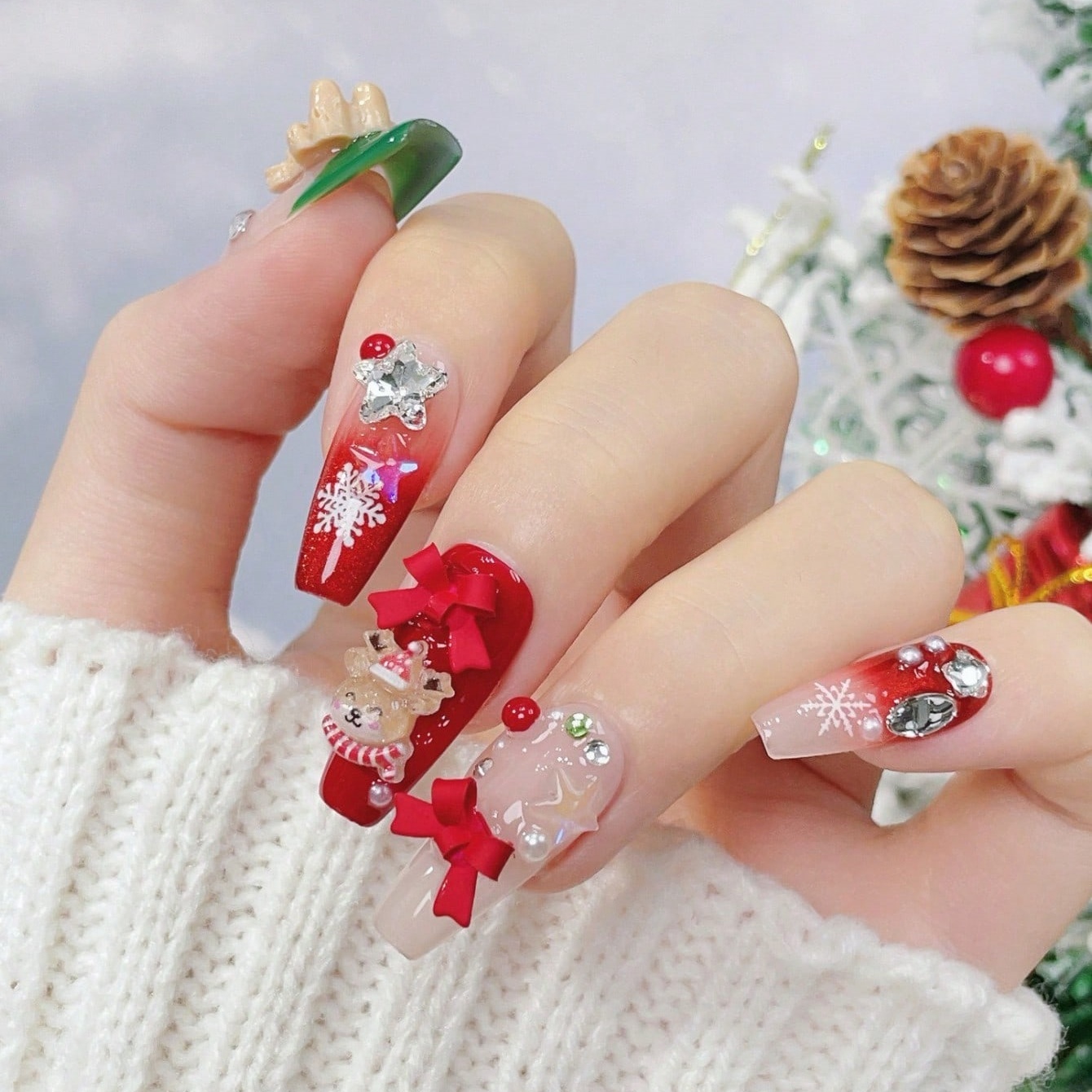 10 Stück handgefertigte Sargfö – Nail Art Red Bewertung und Preis